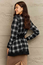 Load image into Gallery viewer, Ninexis Full Size Plaid Tie Waist Pocketed Cardigan