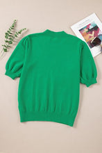 Load image into Gallery viewer, Flower Mock Neck Short Sleeve Sweater