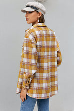 Load image into Gallery viewer, Plaid Button Down Side Slit Shirt Jacket