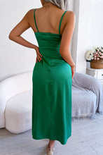 Load image into Gallery viewer, Satin Spaghetti Strap Slit Midi Dress