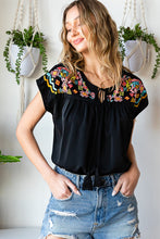 Load image into Gallery viewer, Embroidered Tie-Neck Tassel Blouse