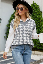 Load image into Gallery viewer, Houndstooth V-Neck Capped Sleeve Knit Vest