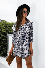 Load image into Gallery viewer, Animal Print V-Neck Asymmetrical Dress