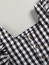 Load image into Gallery viewer, Girls Gingham Flutter Sleeve Top and Floral Denim Shorts Set