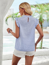 Load image into Gallery viewer, Eyelet Ruffle Trim Cap Sleeve Tank
