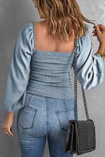 Load image into Gallery viewer, Smocked Square Neck Balloon Sleeve Top