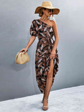 Load image into Gallery viewer, Printed Tie Waist One Shoulder Maxi Dress