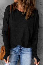 Load image into Gallery viewer, Thumbhole Long Sleeve Round Neck Top