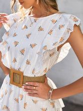 Load image into Gallery viewer, Embroidered Floral Layered Ruffle Sleeve Mini Dress