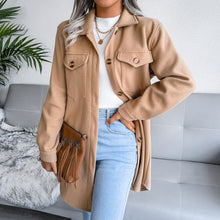 Load image into Gallery viewer, Button Down Tie Waist Coat with Breast Pockets