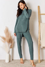 Load image into Gallery viewer, Basic Bae Full Size Ribbed Round Neck High-Low Slit Top and Pants Set