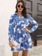 Load image into Gallery viewer, Paisley Print Johnny Collar Smocked Dress