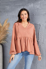 Load image into Gallery viewer, V-Neck Exposed Seams Balloon Sleeve Top