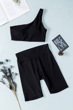 Load image into Gallery viewer, One-shoulder Sports Bra and Biker Shorts Set