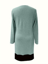 Load image into Gallery viewer, Contrast Ribbed Round Neck Long Sleeve Dress