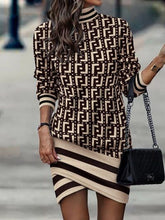 Load image into Gallery viewer, Printed Turtleneck Long Sleeve Mini Dress