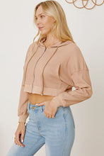 Load image into Gallery viewer, Waffle-Knit Drawstring Zip Up Hoodie