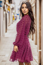 Load image into Gallery viewer, Swiss Dot V-Neck Balloon Sleeve Dress