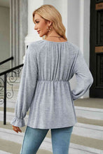 Load image into Gallery viewer, Round Neck Flounce Sleeve Blouse