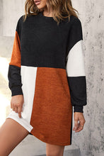 Load image into Gallery viewer, Color Block Dropped Shoulder Mini Dress