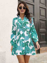 Load image into Gallery viewer, Paisley Print Johnny Collar Smocked Dress