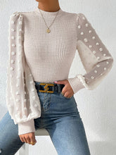 Load image into Gallery viewer, Swiss Dot Waffle-Knit Lantern Sleeve T-Shirt