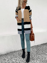 Load image into Gallery viewer, Color Block Open Front Drop Shoulder Cardigan