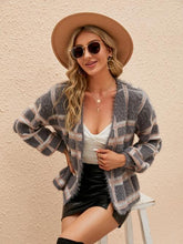 Load image into Gallery viewer, Open Front Plaid Long Sleeve Cardigan