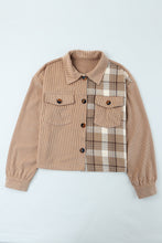 Load image into Gallery viewer, Plaid Corduroy Dropped Shoulder Jacket
