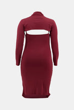 Load image into Gallery viewer, Plus Size Ruched Bodycon Dress and Bolero Set