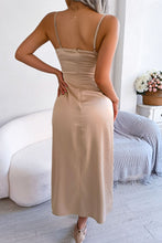 Load image into Gallery viewer, Satin Spaghetti Strap Slit Midi Dress