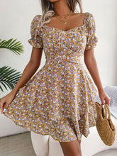 Load image into Gallery viewer, Floral Sweetheart Neck Flounce Sleeve Mini Dress