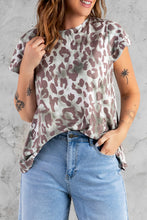 Load image into Gallery viewer, Leopard Layered Flutter Sleeve Tee Shirt