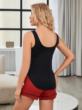 Load image into Gallery viewer, Curved Hem Tank and Contrast Shorts Lounge Set