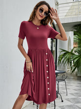 Load image into Gallery viewer, Button Detail Tee Dress with Pockets