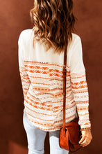 Load image into Gallery viewer, Geometric Print V-Neck Curved Hem Top