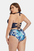 Load image into Gallery viewer, Plus Size Floral Lace-Up Halter Neck Bikini Set