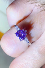 Load image into Gallery viewer, 1 Carat Moissanite Heart-Shaped Platinum-Plated Ring in Purple