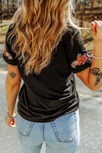Load image into Gallery viewer, Embroidered Round Neck Tee Shirt
