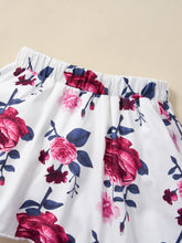 Load image into Gallery viewer, Girls Waffle Bow Detail Top and Floral Skirt Set