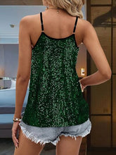 Load image into Gallery viewer, Sequin V-Neck Spaghetti Strap Cami