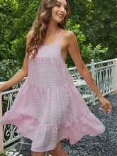 Load image into Gallery viewer, Plaid Spaghetti Strap Scoop Neck Tiered Dress