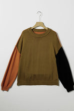 Load image into Gallery viewer, Contrast Round Neck Dropped Shoulder Sweater