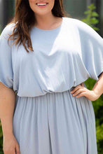 Load image into Gallery viewer, Plus Size Round Neck Split Flutter Sleeve Maxi Dress