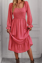 Load image into Gallery viewer, Swiss Dot Smocked Ruffle Hem Flounce Sleeve Dress