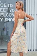 Load image into Gallery viewer, Floral Print Tie-Shoulder Split Midi Dress