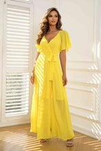 Load image into Gallery viewer, Tie Waist Flutter Sleeve Maxi Dress