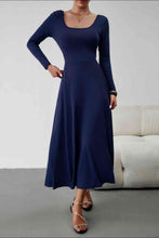 Load image into Gallery viewer, Scoop Neck Long Sleeve Lace-Up Maxi Dress