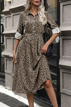 Load image into Gallery viewer, Polka Dot Tied Button Up Dress
