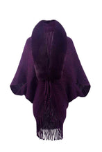 Load image into Gallery viewer, Fringe Detail Long Sleeve Ribbed Poncho